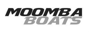 Logo of Moomba Boats featuring the brand name in bold, uppercase font with "Moomba" in black and "Boats" in grey below it, brought to you by Sewlong.